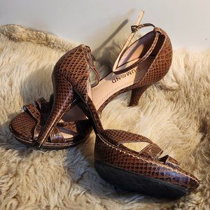 Dumond Brown Snake Print Leather Sandle SIZE39